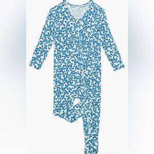 Posh Peanut Blue and White Footies Pajamas